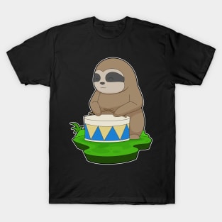 Sloth Musician Drum Music T-Shirt